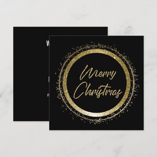 Vrolijk Kerstmis Zwart en Goud Kerstmis Feestdagenkaart (Voorkant / Achterkant)
