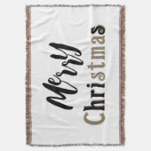 Vrolijk Kerstmis Zwart & Gouden Tekst Gooi Deken (Voorkant Verticaal)