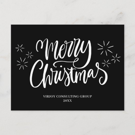 Vrolijk Kerstmis Zwart Kalligrafie Business Modern Feestdagenkaart (Voorkant)