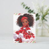 Vrolijk Kerstmis Zwart Meisje Melanine Meisjes Xma Briefkaart (Staand voorkant)