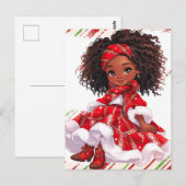 Vrolijk Kerstmis Zwart Meisje Melanine Meisjes Xma Briefkaart (Voorkant / Achterkant)