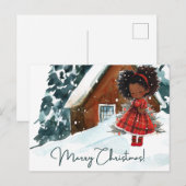 Vrolijk Kerstmis Zwart Meisje Melanine Meisjes Xma Feestdagenkaart (Voorkant / Achterkant)