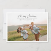 Vrolijk Kerstmis Zwart Script Overlay Rand Foto Feestdagenkaart (Voorkant)