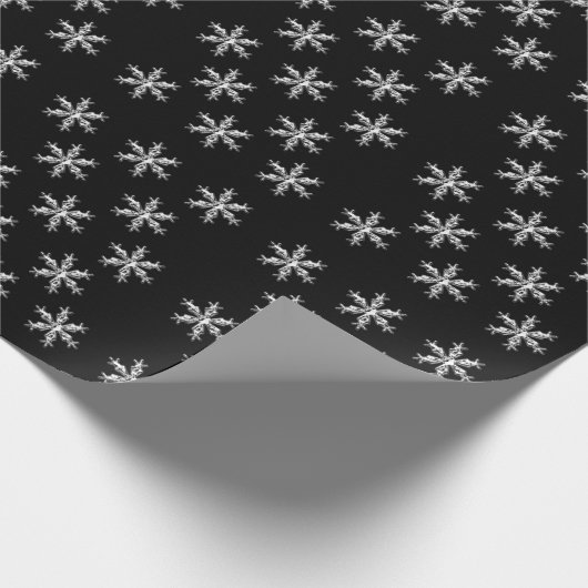 Vrolijk Kerstmis Zwart Sneeuwvlokken Inpakpapier (Hoek)