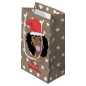 Vrolijk Kerstmis Zwart Vrouw Kerstman Hoed, Gom, S Klein Cadeauzakje (Voorkant Gekanteld)