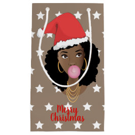 Vrolijk Kerstmis Zwart Vrouw Kerstman Hoed, Gom, S Klein Cadeauzakje