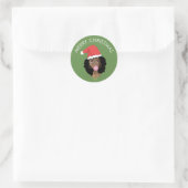 Vrolijk Kerstmis Zwart Vrouw, Santa Hoed, Bubblegu Ronde Sticker (Tas)