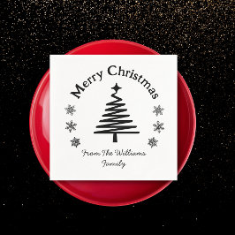 Vrolijk Kerstmis Zwart-wit Eenvoudig Modern Servet