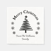 Vrolijk Kerstmis Zwart-wit Eenvoudig Modern Servet (Voorkant)