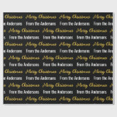Vrolijk Kerstmis Zwart Wit en Goud Script Naam Cadeaupapier (Vlak)