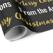 Vrolijk Kerstmis Zwart Wit en Goud Script Naam Cadeaupapier (Rol Hoek)