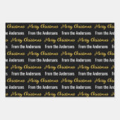 Vrolijk Kerstmis Zwart Wit en Goud Script Naam Inpakpapier Vel (Voorkant 2)