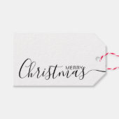 Vrolijk Kerstmis Zwart Wit Minimalist Cadeaulabel (Voorkant (Horizontaal))