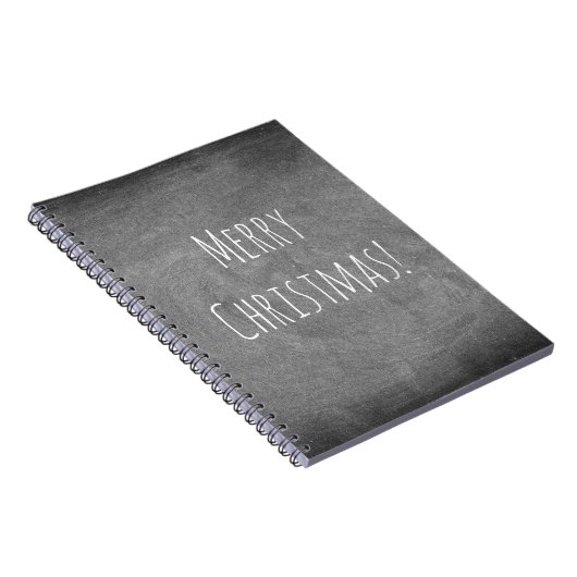 Vrolijk Kerstmis Zwart Wit Typografie Krijtbord Notitieboek (Rechterzijde)