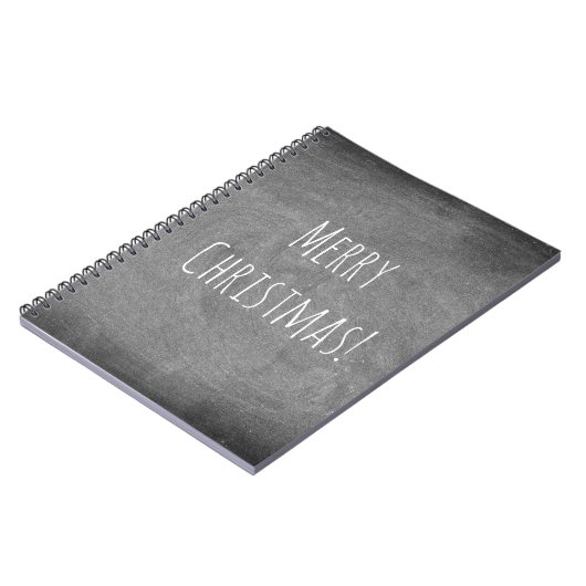 Vrolijk Kerstmis Zwart Wit Typografie Krijtbord Notitieboek (Linkerzijde)