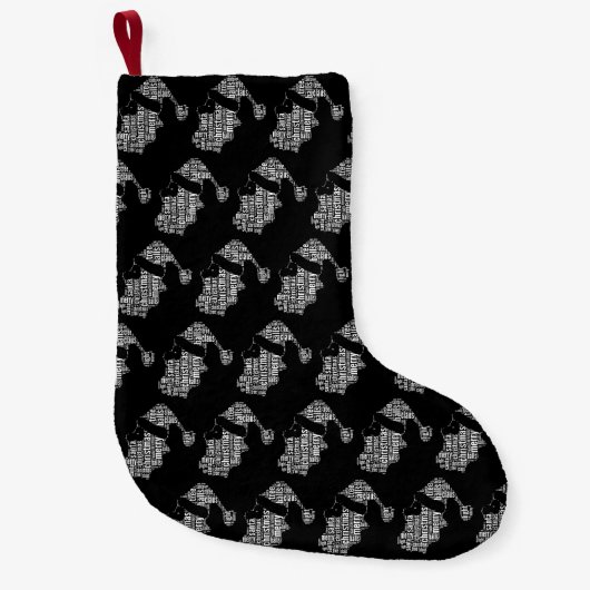 Vrolijk Kerstmis Zwart-wit Typografie Santa Kleine Kerstsok (Voorkant)