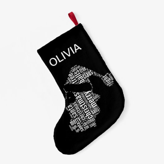 Vrolijk Kerstmis Zwart-wit Typografie Santa Kleine Kerstsok (Achterkant (Hangend))