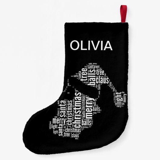 Vrolijk Kerstmis Zwart-wit Typografie Santa Kleine Kerstsok (Achterkant)