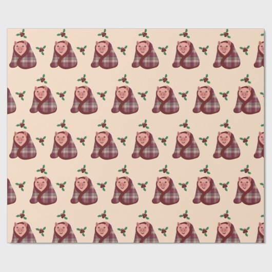 Vrolijk Kerstmis Zwijnen in Dekens Verpakking Cadeaupapier (Vlak)