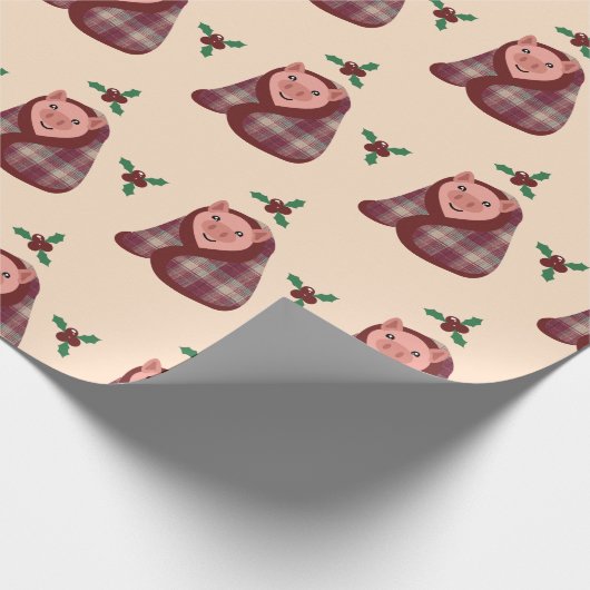 Vrolijk Kerstmis Zwijnen in Dekens Verpakking Cadeaupapier (Hoek)