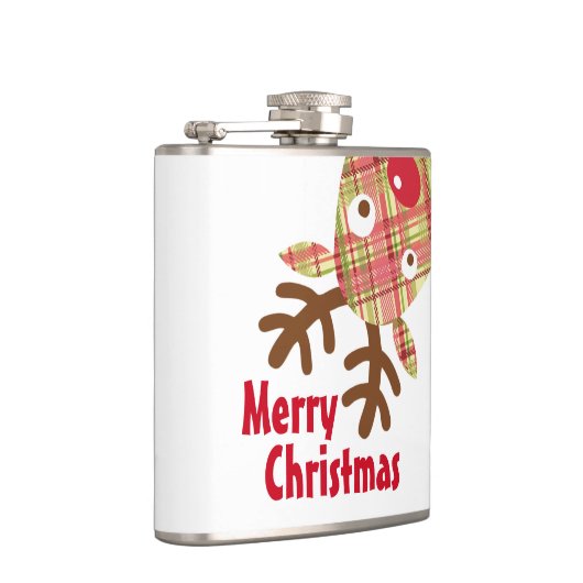 Vrolijk kerstmisch aangeschoten rendier heupfles (Rechts)