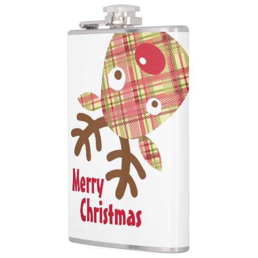 Vrolijk kerstmisch aangeschoten rendier heupfles (Links)