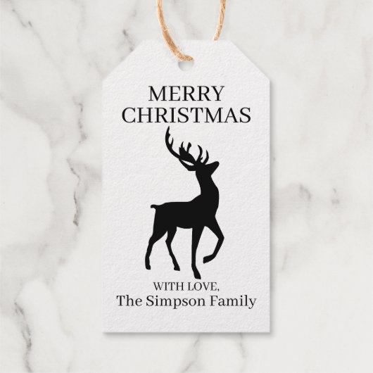 Vrolijk Kerstmisgewei Herten Familienaam Cadeaulabels (Achterkant)