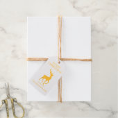 Vrolijk Kerstmisgewei Herten Familienaam Cadeaulabels (Met Koord)
