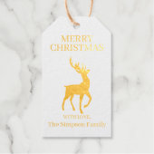 Vrolijk Kerstmisgewei Herten Familienaam Cadeaulabels (Voorkant)