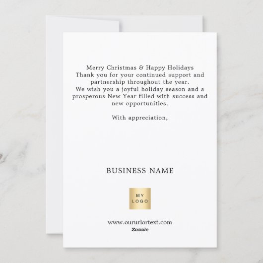 Vrolijk Kerstmisgoud script business logo merk Feestdagenkaart (Achterkant)