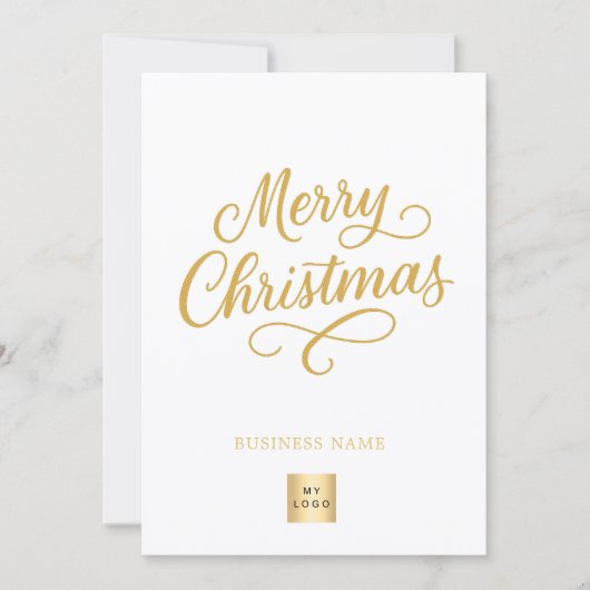 Vrolijk Kerstmisgoud script business logo merk Feestdagenkaart (Voorkant)