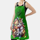 Vrolijk Kerstmiskatje in Tangled Lights Schort (Insitu)