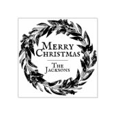 Vrolijk Kerstmiskrans Douanenaam Houten Blok Rubberstempel (Afrduk)