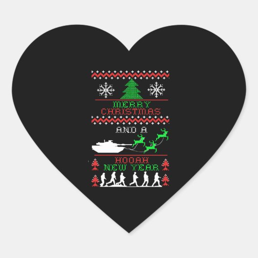 Vrolijk Kerstmisleger Nieuwjaar Hart Sticker (Voorkant)