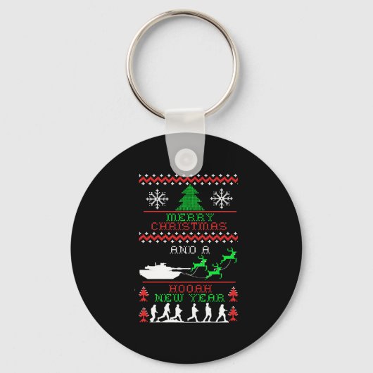 Vrolijk Kerstmisleger Nieuwjaar Sleutelhanger (Voorkant)