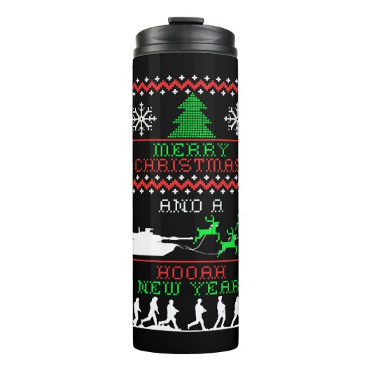 Vrolijk Kerstmisleger Nieuwjaar Thermosbeker (Voorkant)