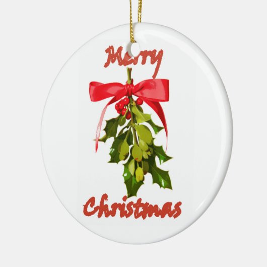 Vrolijk kerstmisletoe aangepast keramisch ornament (Links)