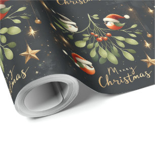 Vrolijk Kerstmismaretak Santa Robin Cadeaupapier