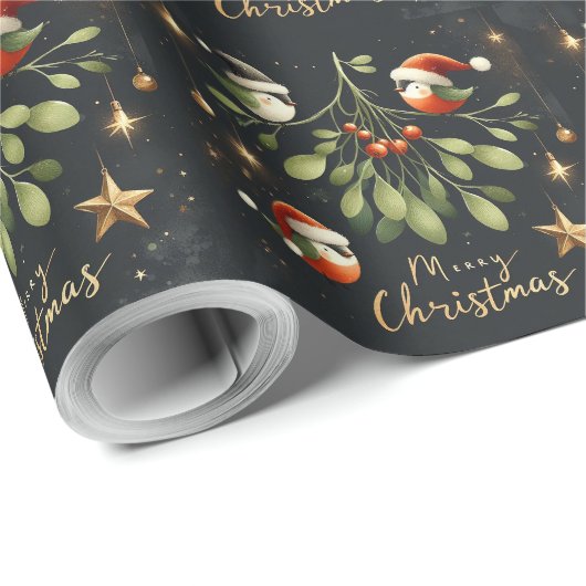 Vrolijk Kerstmismaretak Santa Robin Cadeaupapier (Rol Hoek)