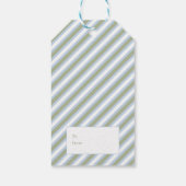 Vrolijk Kerstmismaretak Strepen Blauw Groen Cadeaulabel (Achterkant)