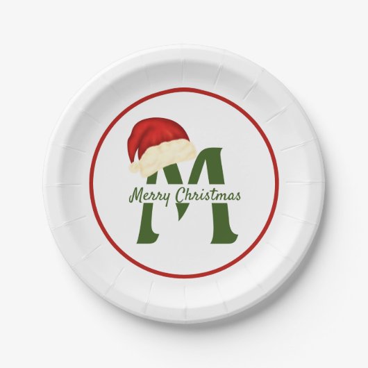 Vrolijk Kerstmismonogram 7"Rond Document Bord (Voorkant)