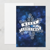 Vrolijk Kerstmissneeuwvlok Banner Blue Bokeh Feestdagenkaart (Voorkant / Achterkant)