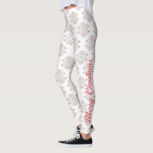 Vrolijk Kerstmissneeuwvlok Mandala Patroon Leggings (Links)