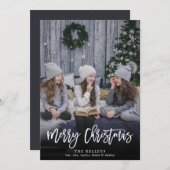 Vrolijk kerstmodern script, verticale volledige fo feestdagenkaart (Voorkant / Achterkant)