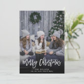 Vrolijk kerstmodern script, verticale volledige fo feestdagenkaart (Staand voorkant)