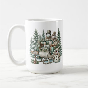 Vrolijk kerstmonogram Country sneeuwpop slee Koffiemok