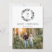 Vrolijk kerstmonogram met grote feestdag feestdagenkaart (Voorkant)