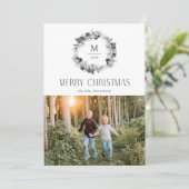 Vrolijk kerstmonogram met grote feestdag feestdagenkaart (Staand voorkant)