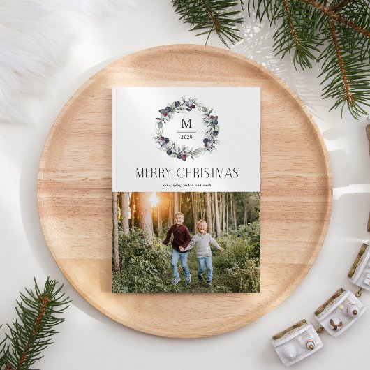 Vrolijk kerstmonogram met grote feestdag feestdagenkaart