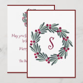 Vrolijk kerstmonogram met grote feestdag feestdagenkaart (Voorkant / Achterkant)